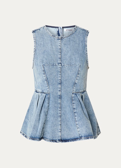 Co'Couture Pancycc top van denim met peplum - voorkant 2 indigo