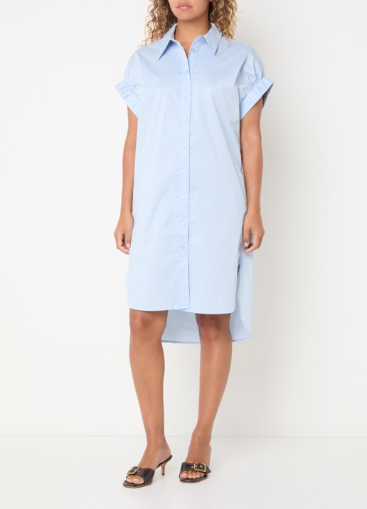 Co'Couture PoppyCC midi blousejurk met split - detail 3 lichtblauw