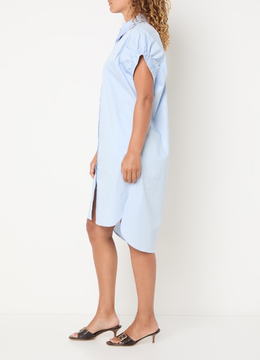 Co'Couture PoppyCC midi blousejurk met split - voorkant 2 lichtblauw