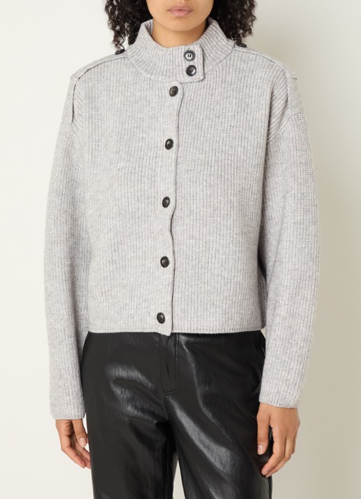 Co'Couture Row grofgebreid vest met opstaande kraag