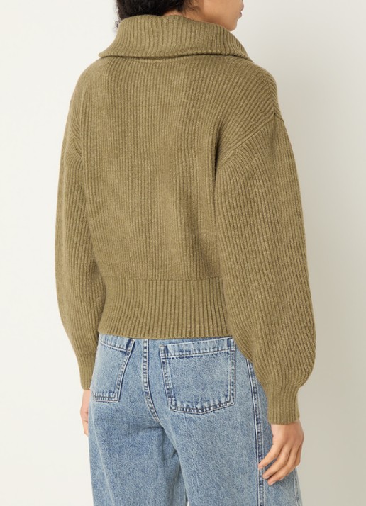 Co'Couture Row grofgebreid vest met opstaande kraag - achterkant 4 groen