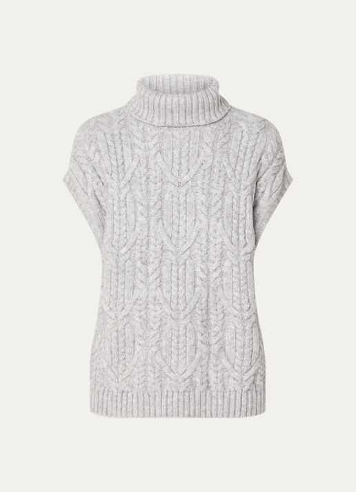 Co'Couture Row oversized kabelgebreide spencer met col - voorkant grijsmele