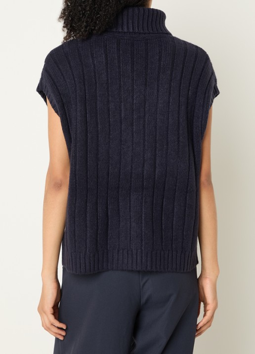 Co'Couture Row oversized kabelgebreide spencer met col - achterkant 4 blauw