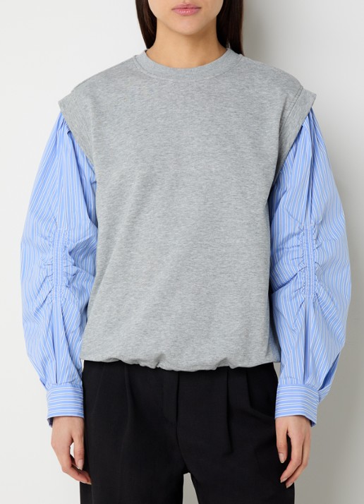 Co'Couture Sabina sweater met ballonmouw en streepprint