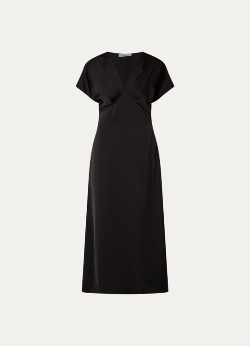 Co'Couture Safira maxi tuniekjurk van satijn  - voorkant zwart