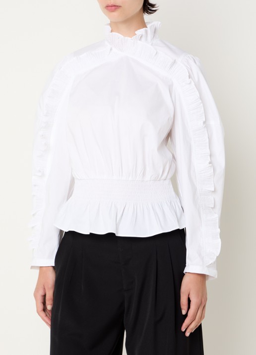 Co'Couture Sanna tuniek met smockwerk en ruches - detail 4 wit