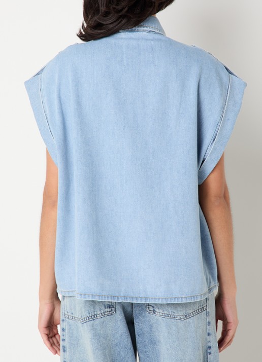 Co'Couture SharonCC blouse met steekzakken - achterkant 4 indigo
