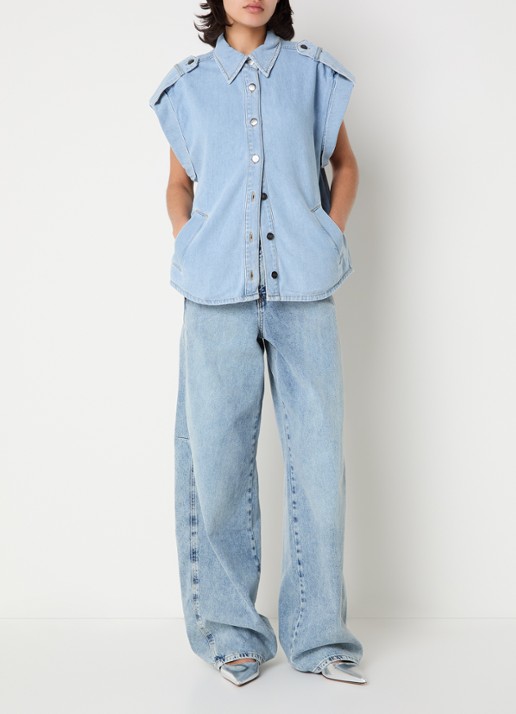 Co'Couture SharonCC blouse met steekzakken - voorkant 3 indigo