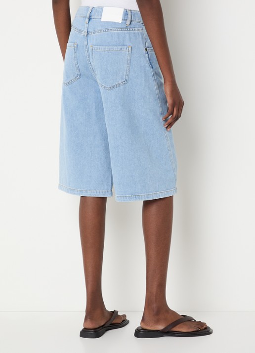 Co'Couture SharonCC high waist straight leg korte broek van denim met lichte wassing - achterkant 2 indigo