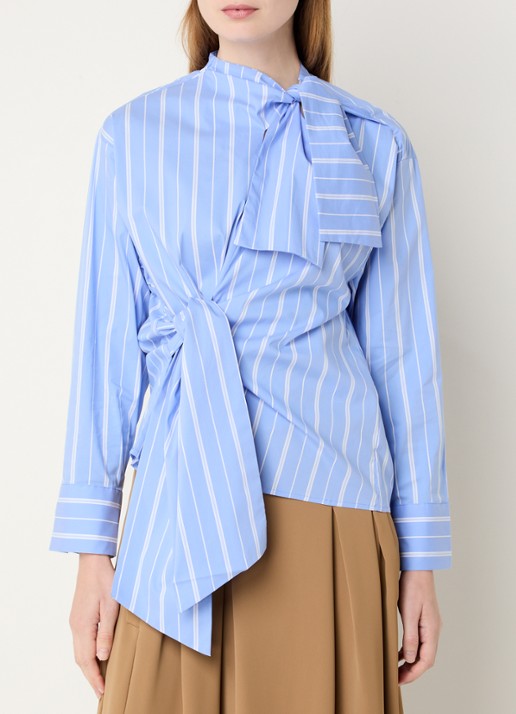 Co'Couture Shira tuniek met streepprint en sjaalkraag - detail 4 blauw