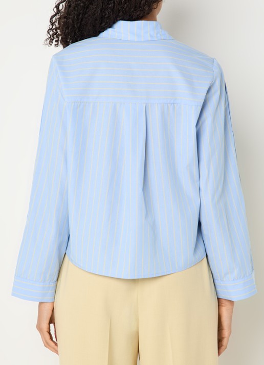 Co'Couture Simo blouse met streepprint - achterkant 3 blauwgrijs