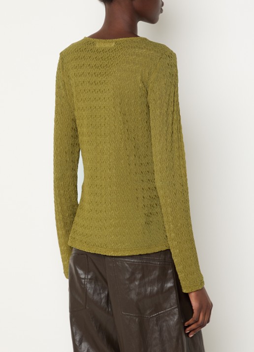 Co'Couture SvalaCC semi-transparante top met opengewerkt dessin - achterkant 2 groen