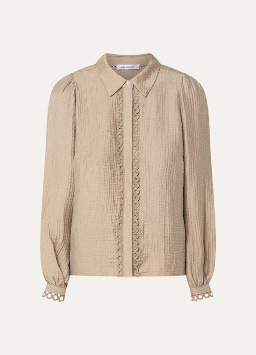 Co'Couture Tassy blouse met structuur - voorkant zand