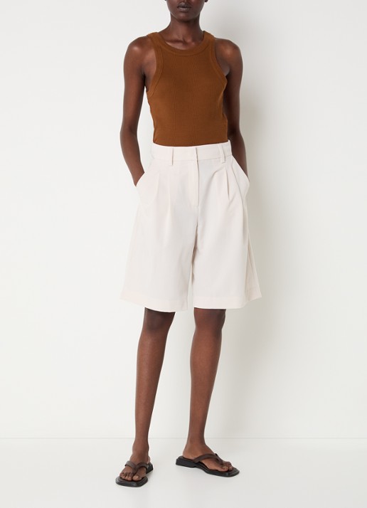 Co'Couture TengaCC high waist loose fit korte pantalon met steekzakken - voorkant 2 ivoor