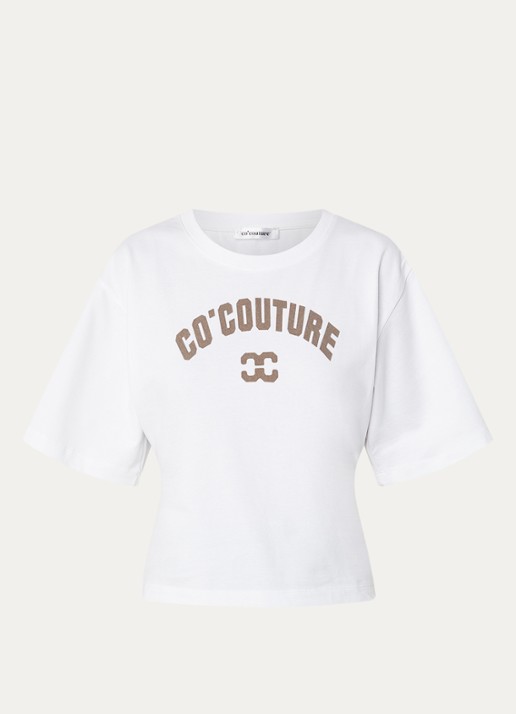 Co'Couture Zenga T-shirt met flock logoprint - voorkant 2 wit