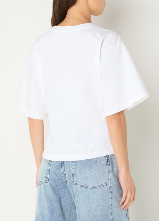 Co'Couture Zenga T-shirt met flock logoprint - achterkant wit