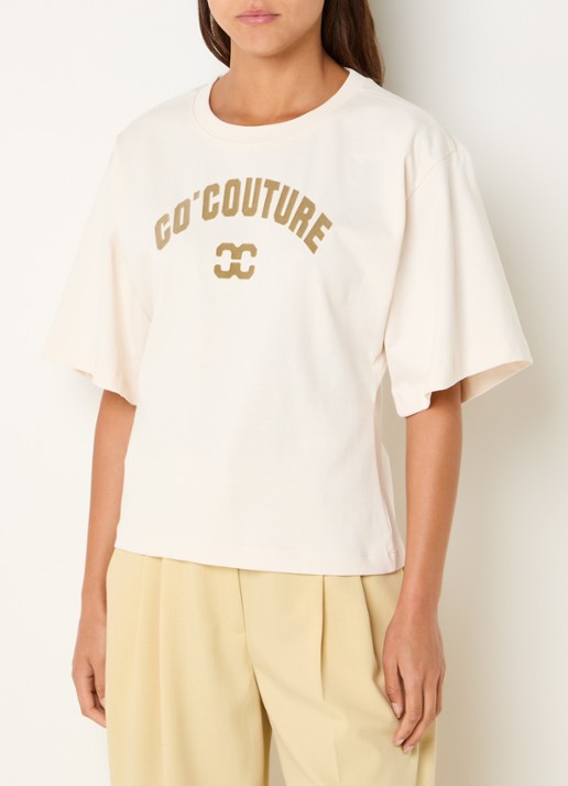 Co'Couture ZengaCC T-shirt met logoprint - detail 3 gebroken wit