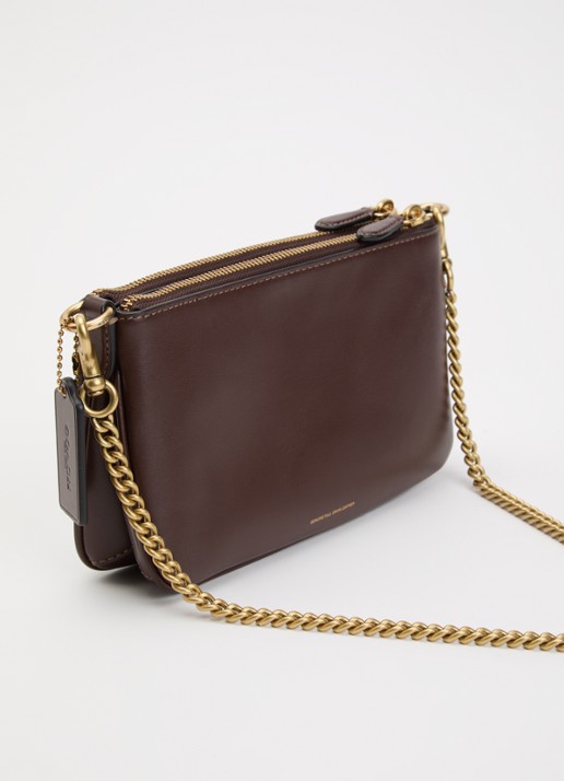 Coach Audrey crossbodytas van kalfsleer met afneembare schouderriem - achterkant chocoladebruin