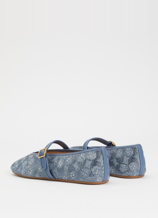 Coach Ballerina van denim met strass - achterkant 2 blauw