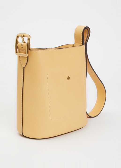 Coach Bleecker 21 schoudertas van leer met uitneembaar etui - achterkant 3 vanillegeel