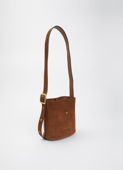 Coach Bleecker 21 schoudertas van suède met uitneembaar etui  - achterkant hazelnootbruin