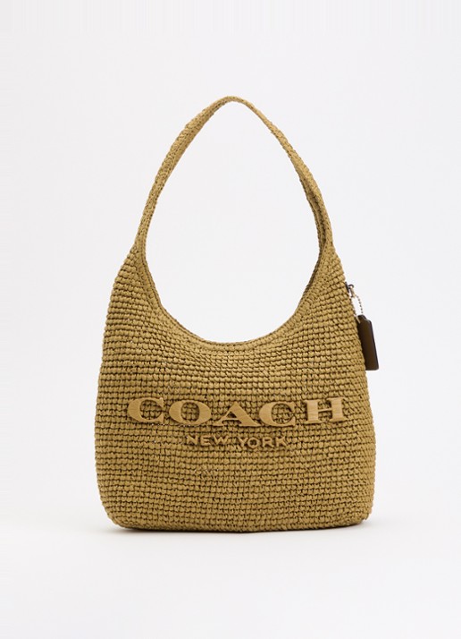 Coach Brooklyn 28 schoudertas van stro met logo
