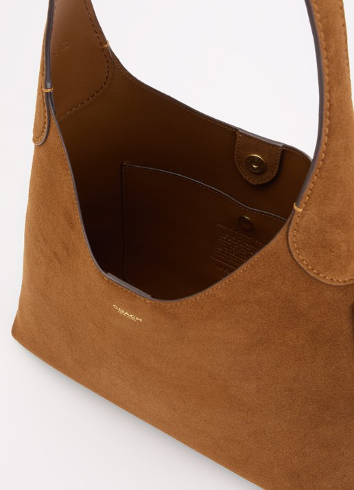 Coach Brooklyn 28 schoudertas van suède - detail 4 cognac