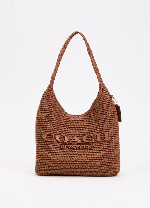 Coach Brooklyn 29 schoudertas van stro met logo