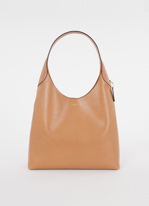 Coach Brooklyn 39 schoudertas van leer met logo - voorkant 4 cognac