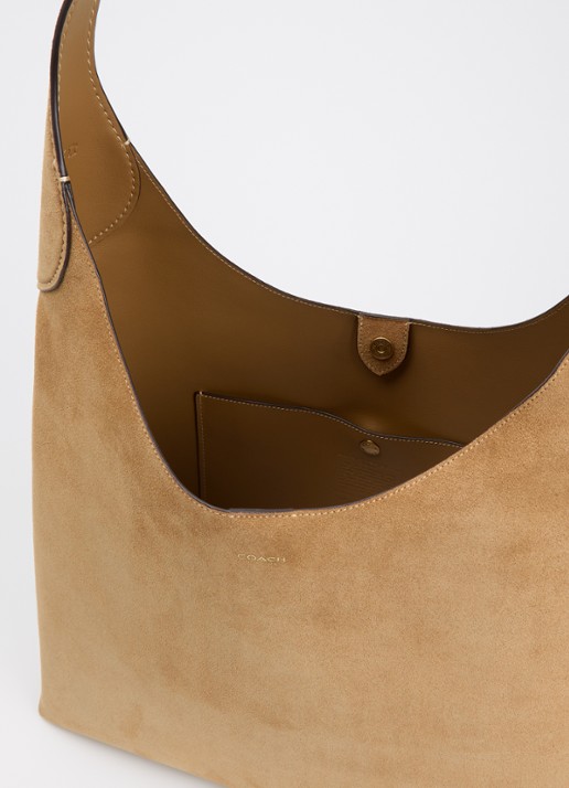 Coach Brooklyn 39 schoudertas van suède - detail camel