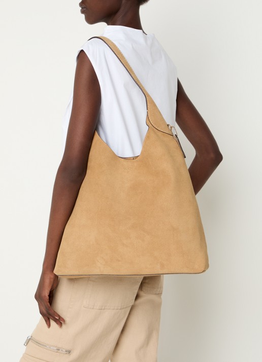 Coach Brooklyn 39 schoudertas van suède - voorkant 4 camel