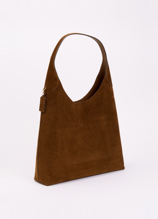 Coach Brooklyn 39 schoudertas van suède - achterkant 4 cognac
