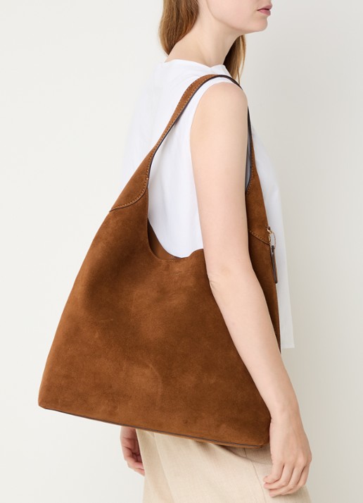 Coach Brooklyn 39 schoudertas van suède - voorkant 6 cognac