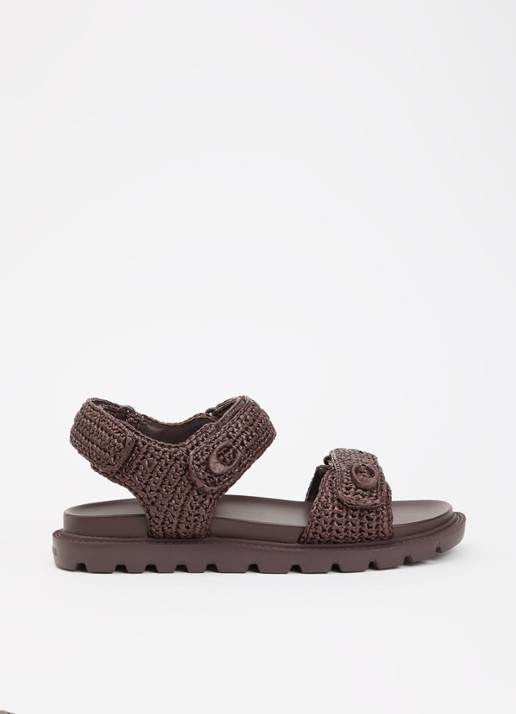 Coach Brynn Raffia sandaal met logo