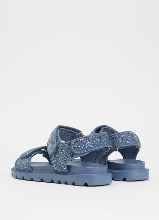 Coach Brynn sandaal van denim met strass - achterkant blauw