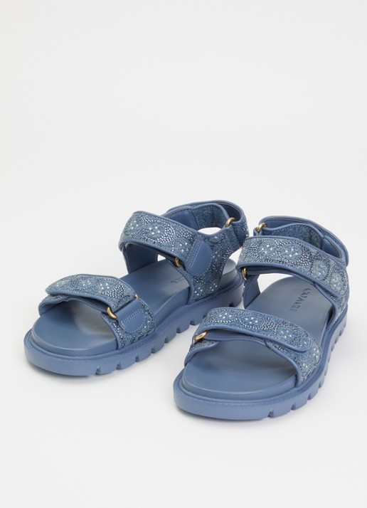 Coach Brynn sandaal van denim met strass - detail 3 blauw