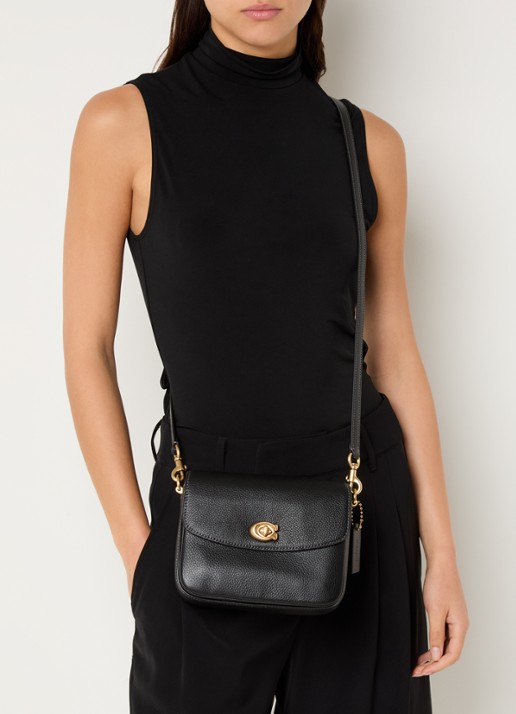 Coach Cassie crossbodytas van leer  - voorkant 5 zwart
