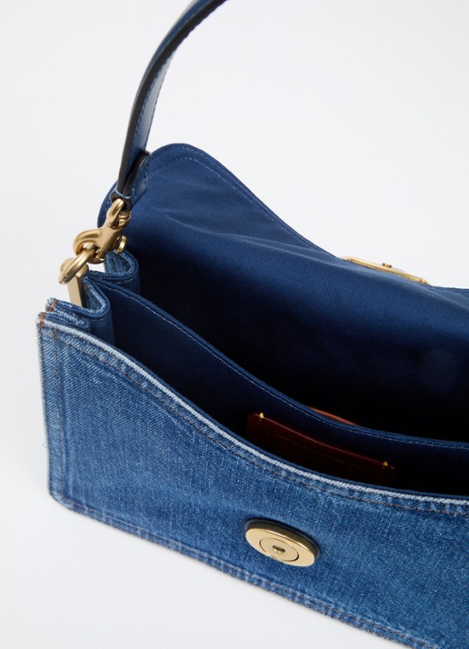 Coach Chain Tabby schoudertas van denim met kalfsleren details - detail 2 indigo