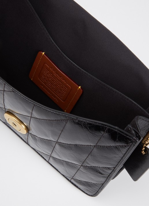 Coach Chain Tabby schoudertas van leer met quilt patroon en afneembare schouderriem - detail 4 zwart