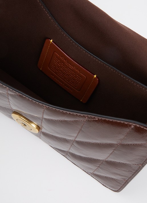 Coach Chain Tabby schoudertas van leer met quilt patroon en afneembare schouderriem - detail 2 donkerbruin
