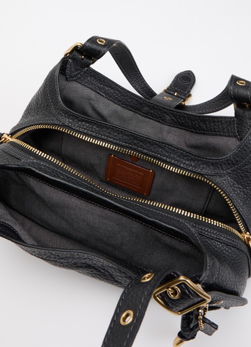 Coach Drifter 31 schoudertas van leer met verstelbare schouderriem - detail zwart
