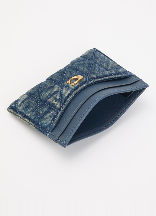 Coach Essential pasjeshouder van denim met quilt patroon - voorkant 3 indigo