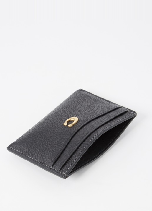 Coach Essential pasjeshouder van leer met logo - voorkant 2 zwart