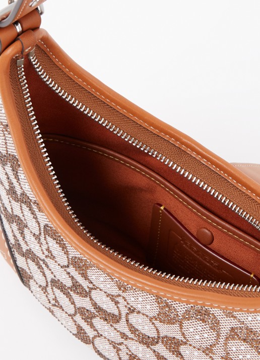 Coach Hamptons schoudertas van leer met strass - detail 3 oranjebruin