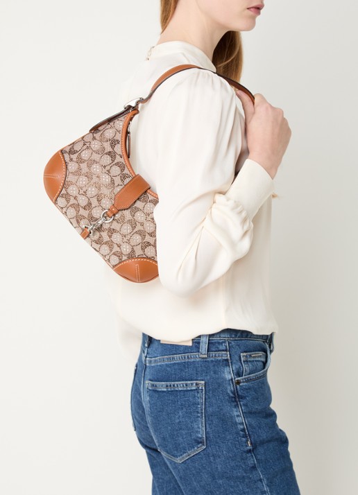 Coach Hamptons schoudertas van leer met strass - voorkant 2 oranjebruin