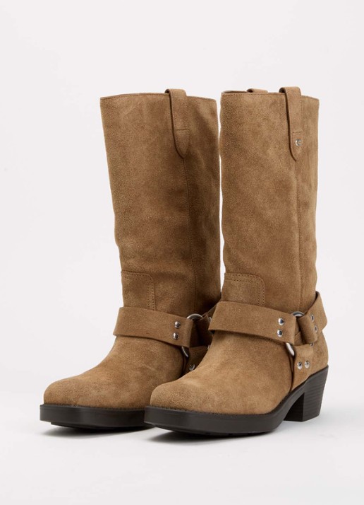 Coach Harness laars van suède - detail 2 donkerbeige