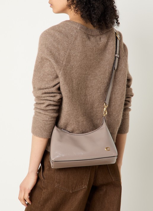Coach Juliet 25 schoudertas van leer met afneembare schouderriem - voorkant 2 taupe