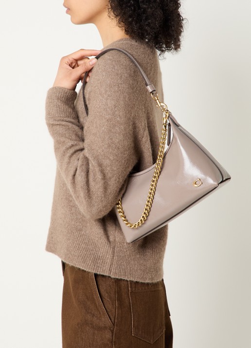 Coach Juliet 25 schoudertas van leer met afneembare schouderriem - voorkant 3 taupe