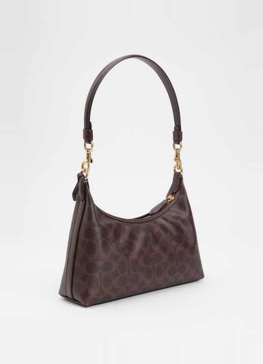 Coach Juliet 25 schoudertas van leer met logoprint - achterkant 7 donkerbruin