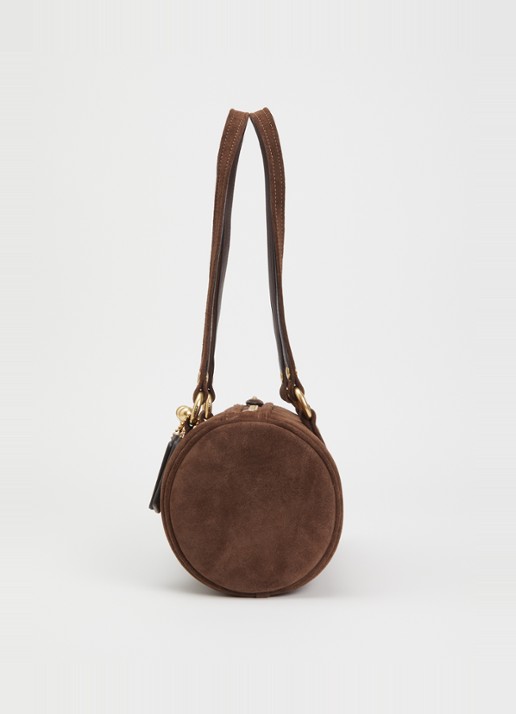 Coach Kiss Barel 28 schoudertas van suède - detail 5 chocoladebruin
